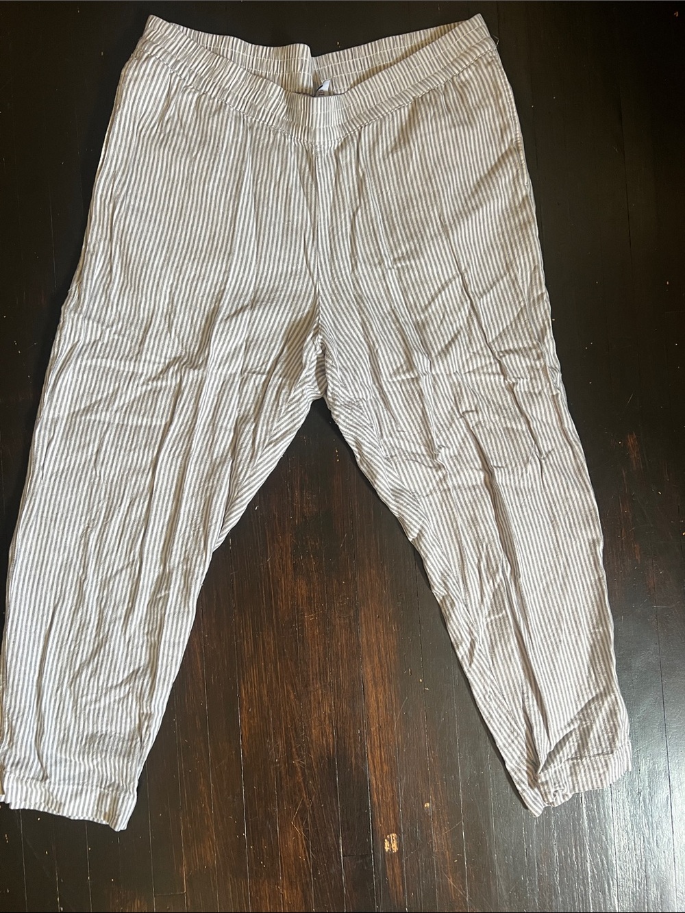 Old Navy Women's Straight Leg Striped Pants - White & Light Blue